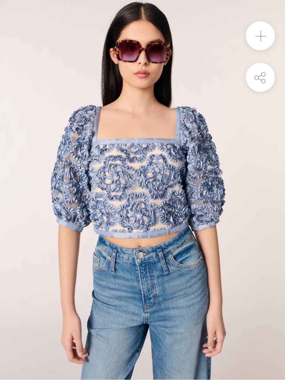 Maje Organza Floral Appliqué Top Maje Size 2 NWT